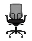 Front view of the Highback SitonIt Focus 2.0 Ergonomic Desk Chair in a black Polymer back, black frame, black fabric seat. Kansas City Office Design