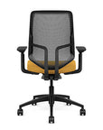 Back view of the Highback SitonIt Focus 2.0 Ergonomic Desk Chair in a black Polymer back, black frame, gold fabric seat. Kansas City Office Design