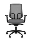Front view of the Highback SitonIt Focus 2.0 Ergonomic Desk Chair in a black Polymer back, black frame, gray fabric seat. Kansas City Office Design
