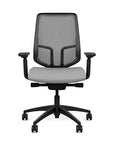 Front view of the Highback SitonIt Focus 2.0 Ergonomic Desk Chair in a black Polymer back, black frame, platinum vinyl fabric seat. Kansas City Office Design