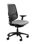 Side view of the Highback SitonIt Focus 2.0 Ergonomic Desk Chair in a black Polymer back, black frame, platinum vinyl fabric seat. Kansas City Office Design