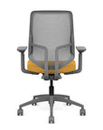 Back view of the Highback SitonIt Focus 2.0 Ergonomic Desk Chair in a fog Polymer back, fog frame, gold fabric seat. Kansas City Office Design