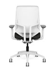 Back view of the Highback SitonIt Focus 2.0 Ergonomic Desk Chair in a white Polymer back, white frame, black vinyl fabric seat. Kansas City Office Design