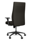 Back view of the SitOnIt Prava highback chair in black frame and black vinyl fabric. Kansas City Office Design