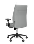 Back view of the SitOnIt Prava midback chair in black frame and Platinum Vinyl fabric. Kansas City Office Design