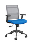 Front view of the SitonIt Wit Med Back Home Desk Chair in a Fog Mesh Back, Blue Seat, and Black Frame. Kansas City Office Furniture