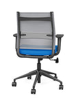 Back view of the SitonIt Wit Med Back Home Desk Chair in a Fog Mesh Back, Blue Seat, and Black Frame. Kansas City Office Furniture