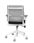 Back view of the SitonIt Wit Med Back Home Desk Chair in a Fog Mesh Back, Black Seat, and White Frame. Kansas City Office Furniture