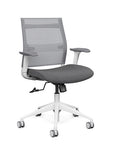 Front view of the SitonIt Wit Med Back Home Desk Chair in a Fog Mesh Back, Gray Seat, and White Frame. Kansas City Office Furniture