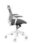 Side view of the SitonIt Wit Med Back Home Desk Chair in a Fog Mesh Back, Gray Seat, and White Frame. Kansas City Office Furniture