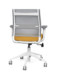 Back view of the SitonIt Wit Med Back Home Desk Chair in a Fog Mesh Back, Yellow Seat, and White Frame. Kansas City Office Furniture