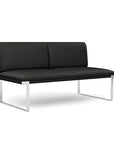 Front view of the SitOnIt Cameo 2 seater loveseat armless in Black Vinyl with Chrome Frame. Kansas City Office Design