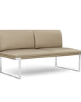 Front view of the SitOnIt Cameo 2 seater loveseat Armless in pebble vinyl with chrome Frame. Kansas City Office Design