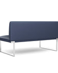 Back view of the SitOnIt Cameo 2 seater loveseat Armless in sapphire vinyl with chrome Frame. Kansas City Office Design