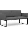 Front view of the SitOnIt Cameo 2 seater loveseat in gray fabric with black Frame. Kansas City Office Design