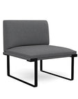 Front view of the SitOnIt Cameo Club Chair armless in gray fabric with black Frame. Kansas City Office Design
