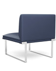 Back view of the SitOnIt Cameo Club Chair armless in sapphire vinyl with chrome Frame. Kansas City Office Design