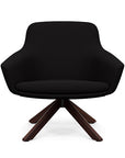 Front view of the Gobi Mid-Back Modern Lounge Chair with Colombian Wood Stained Legs in Black Fabric. Kansas City Office Furniture