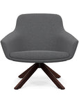 Front view of the Gobi Mid-Back Modern Lounge Chair with Colombian Wood Stained Legs in Gray Fabric. Kansas City Office Furniture