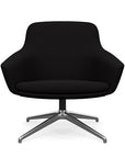 Front view of the Gobi Mid-Back Modern Lounge Chair with Polished Aluminum Legs in Black Fabric. Kansas City Office Furniture