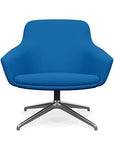 Front view of the Gobi Mid-Back Modern Lounge Chair with Polished Aluminum Legs in Blue Fabric. Kansas City Office Furniture
