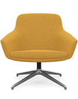 Front view of the Gobi Mid-Back Modern Lounge Chair with Polished Aluminum Legs in Gold Fabric. Kansas City Office Furniture