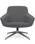 Front view of the Gobi Mid-Back Modern Lounge Chair with Polished Aluminum Legs in Gray Fabric. Kansas City Office Furniture