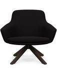 Front view of the Gobi Mid-Back Modern Lounge Chair with Skyline Wood Stained Legs in Black Fabric. Kansas City Office Furniture