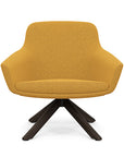Front view of the Gobi Mid-Back Modern Lounge Chair with Skyline Wood Stained Legs in Gold Fabric. Kansas City Office Furniture