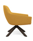 Side view of the Gobi Mid-Back Modern Lounge Chair with Skyline Wood Stained Legs in Gold Fabric. Kansas City Office Furniture