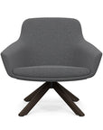 Front view of the Gobi Mid-Back Modern Lounge Chair with Skyline Wood Stained Legs in Gray Fabric. Kansas City Office Furniture