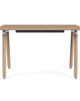 Front view of the SitOnIt Reya Office Desk with Angled Legs. The legs are bamboo with a bamboo top. Kansas City Office Furniture