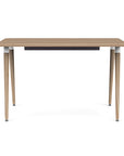 Front view of the SitOnIt Reya Office Desk with Angled Legs. The legs are tapered bamboo with a bamboo top. Kansas City Office Furniture