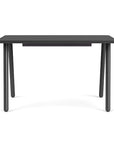 Front view of the SitOnIt Reya Office Desk with Angled Metal Legs. The legs are black with a black top. Kansas City Office Furniture