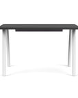 Front view of the SitOnIt Reya Office Desk with Angled Metal Legs. The legs are white with a black top. Kansas City Office Furniture