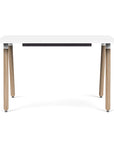 Front view of the SitOnIt Reya Office Desk with Angled Legs. The legs are bamboo with a white top. Kansas City Office Furniture