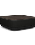 SitonIt Pasea Large Square Ottoman with Black Vinyl Fabric and Skyline Walnut Laminate Top. Kansas City Office Design.