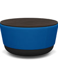 SitonIt Pasea Mini Round Ottoman with Electric Blue Fabric and Skyline Walnut Laminate Top. Kansas City Office Design.