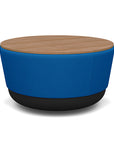 SitonIt Pasea Mini Round Ottoman with Electric Blue Fabric and Uptown Walnut Laminate Top. Kansas City Office Design.