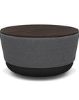 SitonIt Pasea Mini Round Ottoman with Gray Fabric and Skyline Walnut Laminate Top. Kansas City Office Design.