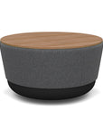 SitonIt Pasea Mini Round Ottoman with Gray Fabric and Uptown Walnut Laminate Top. Kansas City Office Design.