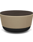 SitonIt Pasea Mini Round Ottoman with Pebble Vinyl Fabric and Skyline Walnut Laminate Top. Kansas City Office Design.