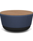 SitonIt Pasea Mini Round Ottoman with Sapphire Vinyl Fabric and Uptown Walnut Laminate Top. Kansas City Office Design.