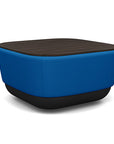SitonIt Pasea Mini Square Ottoman with Electric Blue Fabric and Skyline Walnut Laminate Top. Kansas City Office Design.