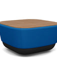 SitonIt Pasea Mini Square Ottoman with Electric Blue Fabric and Uptown Walnut Laminate Top. Kansas City Office Design.