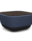 SitonIt Pasea Mini Square Ottoman with Sapphire Vinyl Fabric and Skyline Walnut Laminate Top. Kansas City Office Design.