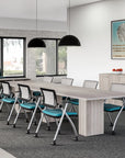 Modern office conference room with long table and chairs. Kansas City Office Design.