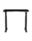 Front view of the SitonIt Switchback Height Adjustable Sit-to-Stand Desk. It has a Black base with a 24"D x 42"W Black top - Kansas City Office Furniture