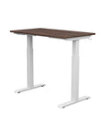 Back view of the SitonIt Switchback Height Adjustable Sit-to-Stand Desk. It has a White base with a 24"D x 42"W Walnut top - Kansas City Office Furniture