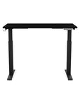 Front view of the SitonIt Switchback Height Adjustable Sit-to-Stand Desk. It has a Black base with a 24"D x 48"W Black top - Kansas City Office Furniture
